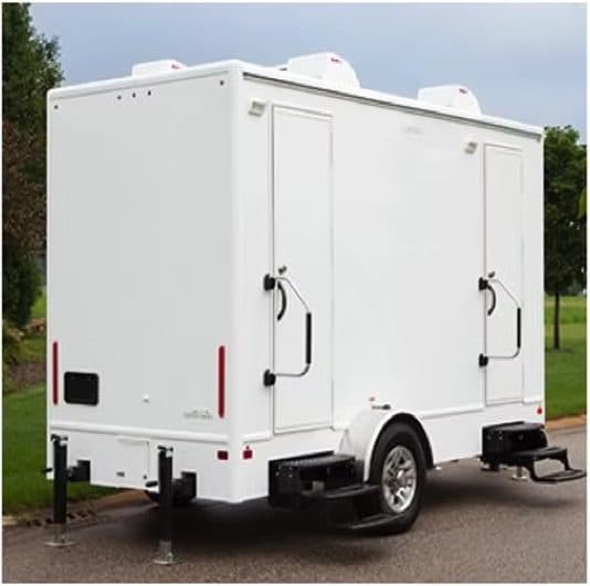 Four-station luxury restroom trailer, 6 by 14 feet