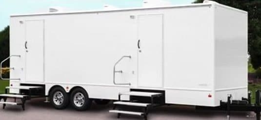 Ten-station luxury restroom trailer, 8 by 25 feet